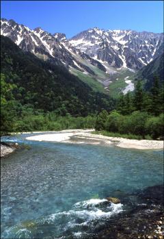 上高地(北アルプスと梓川)の写真