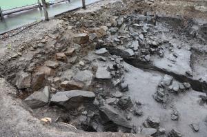 史跡松本城南外堀第5次調査　出土した石垣