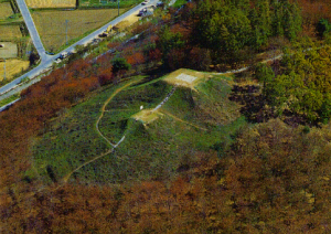 上空から見た弘法山古墳(写真上側が後方部)