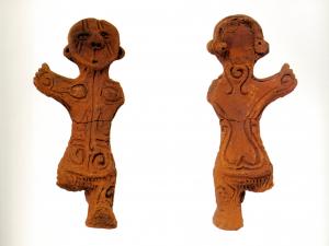 葦原遺跡出土土偶(『波田町誌』(波田町誌編纂委員会 1987)口絵写真から転載)