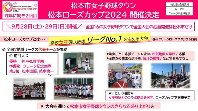 資料2　松本市女子野球タウン	松本ローズカップ2024開催決定
