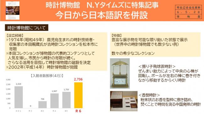 資料5　時計博物館　Ｎ．Ｙタイムズに特集記事　今日から日本語訳を併設（2）