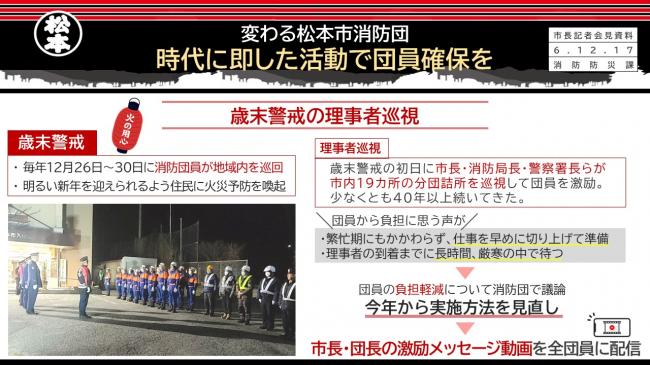 【資料1　変わる松本市消防団　時代に即した活動で団員確保を】