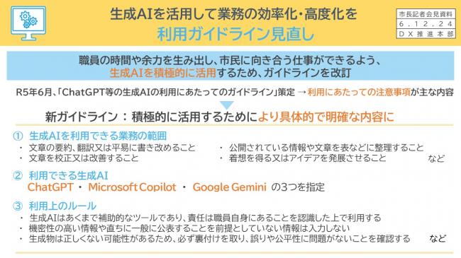 資料1　生成ＡＩを活用して業務の効率化・高度化を　利用ガイドライン見直し（1）