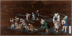 「潮干狩之図」絵馬　北鵞齋弘探筆