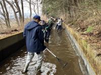 波田堰一斉清掃