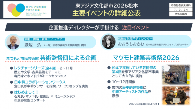 資料4　東アジア文化都市2026松本　主要イベントの詳細公表（企画推進ディレクターが手掛ける注目イベント）