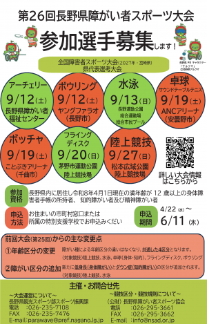 第26回長野県障がい者スポーツ大会ちらし