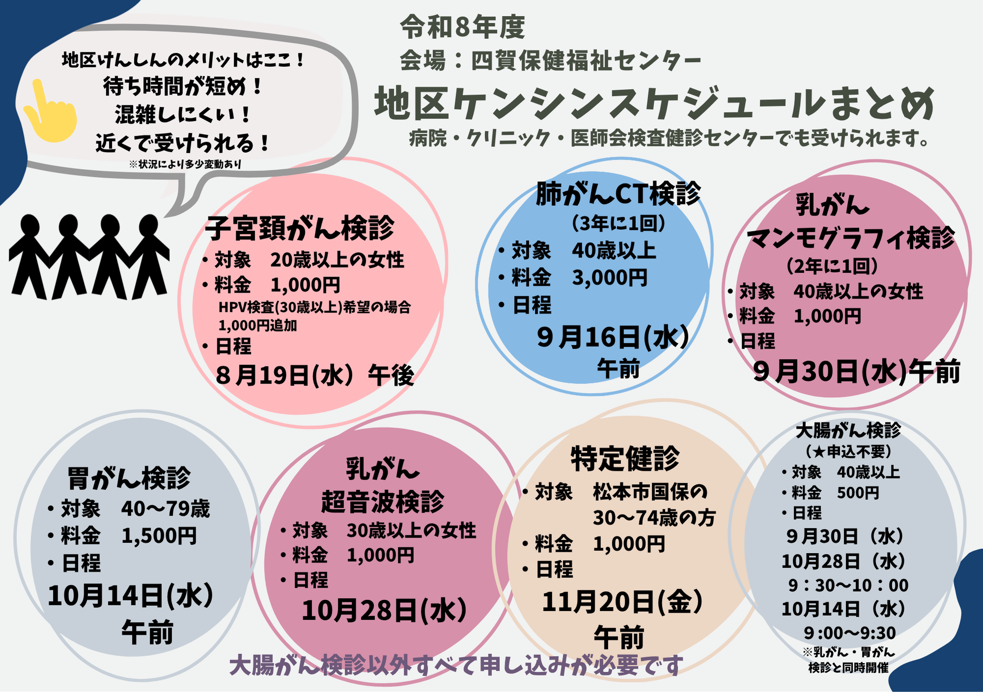 令和8年度 四賀地区けんしんスケジュール