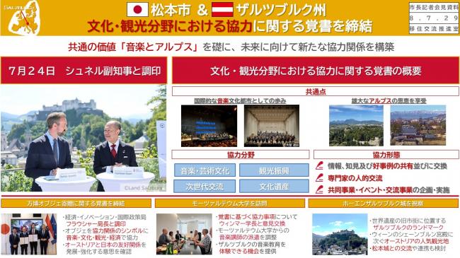 資料1　松本市＆ザルツブルク州　文化・観光分野における協力に関する覚書を締結
